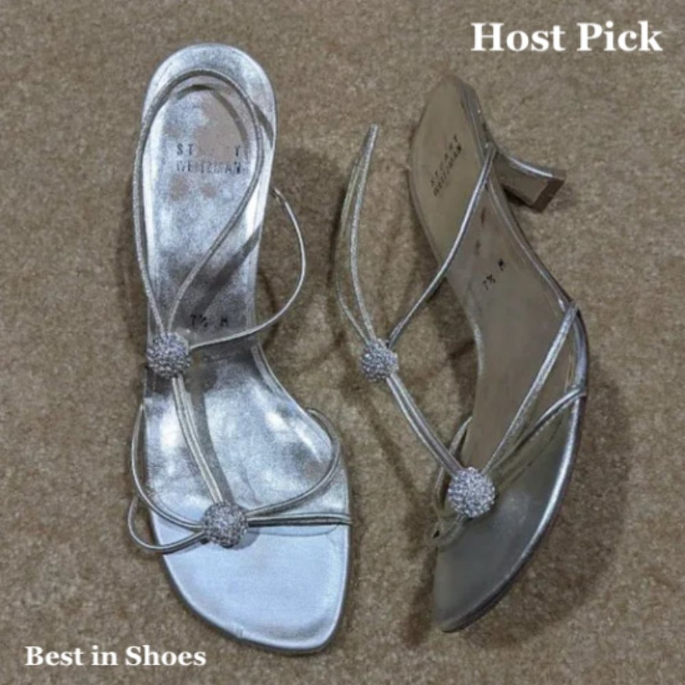 Stuart Weitzman Metallic Gold Gemstone Ball Strappy Heels